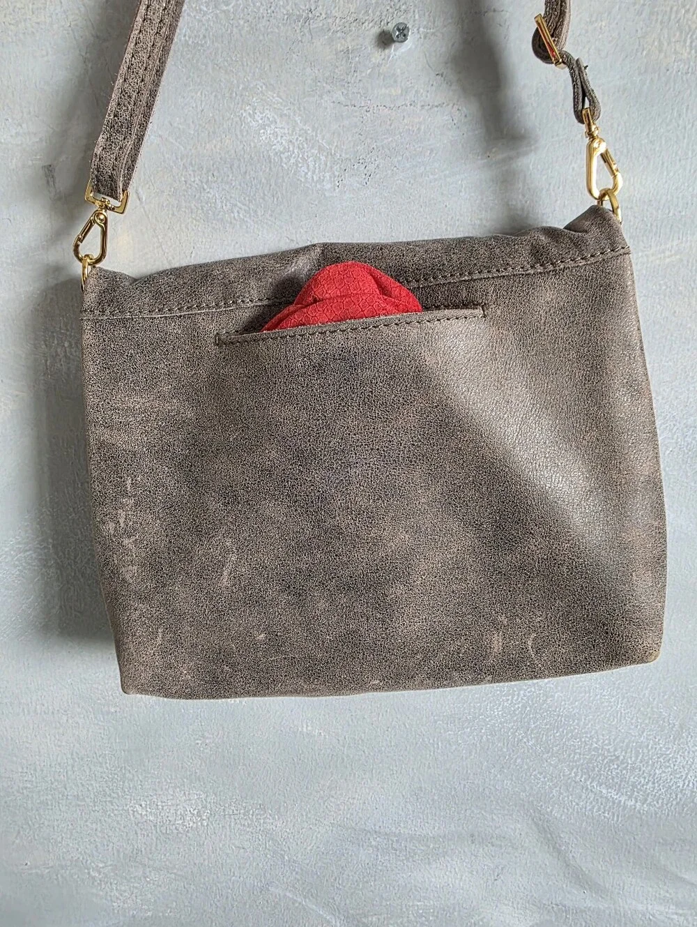 Hammitt VIP Medium Crossbody Bag Pewter Brushed Gold 9.5x7x2